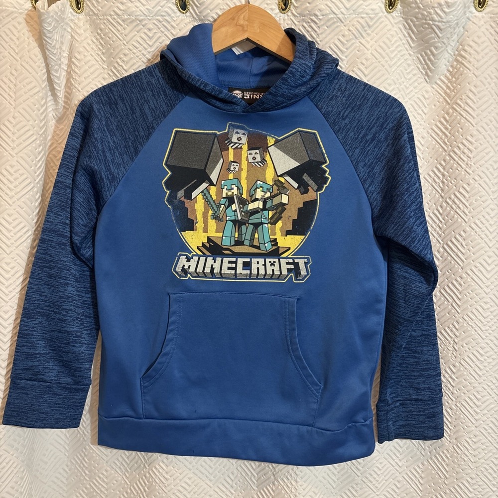 Minecraft Made By Jinx Gray Hoodie Youth Large